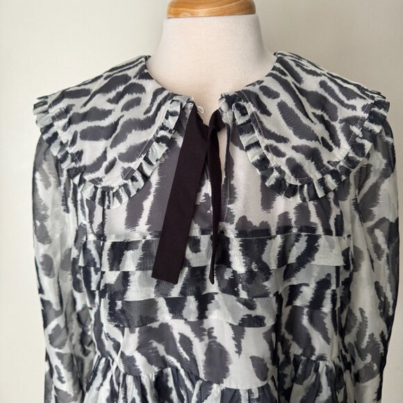 NWT Maeve Long-Sleeve Peter Pan Collared Sheer Mini Ruffled Dress - Picture 10 of 16